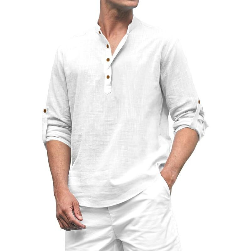 Royalscout Men's Cotton Polyester Blend Solid Regular Fit Full Sleeve Short Kurta White