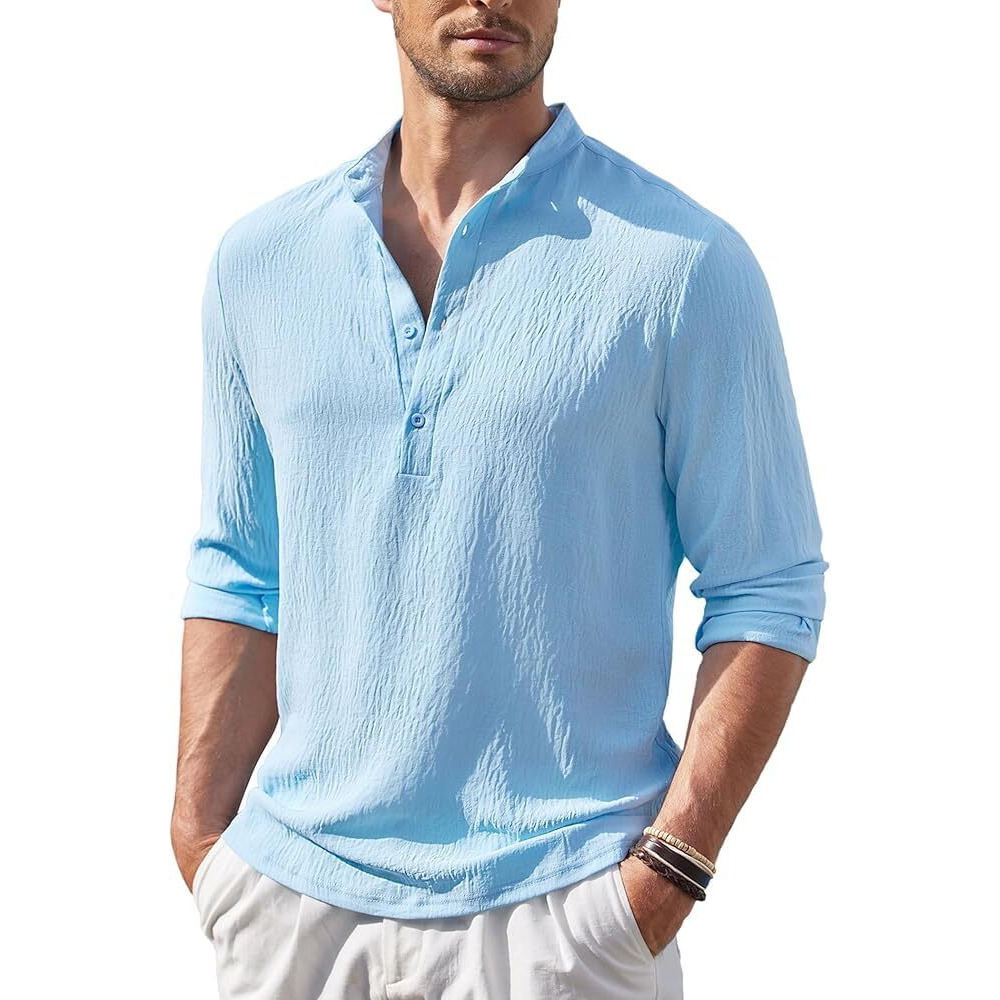 Bellstone Men's Polycotton Solid Regular Fit Kurta (Kurta1602_Sky Blue_M