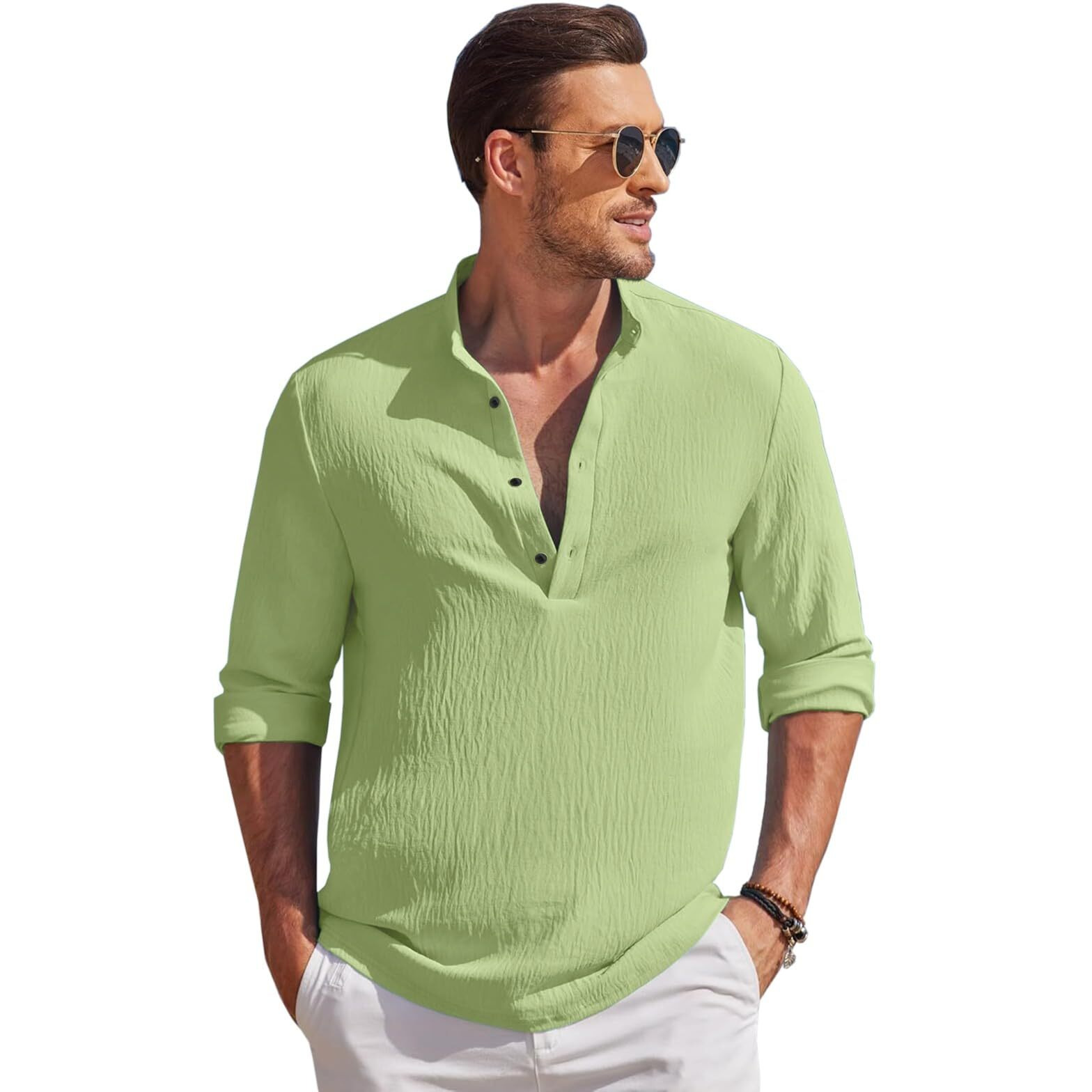 Bellstone Men's Polycotton Solid Regular Kurta (Kurta1602_Light Aqua_S Green, Regular Fit, Small