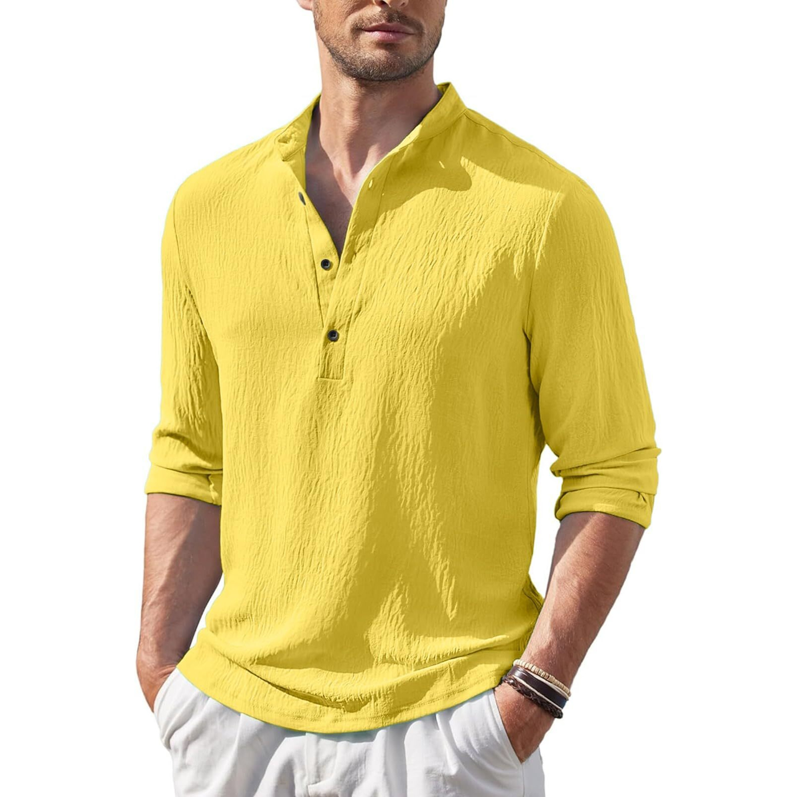 Bellstone Men's Polycotton Solid Regular Regular Fit Kurta (Kurta1602_Mahendi_Xxl_Yellow