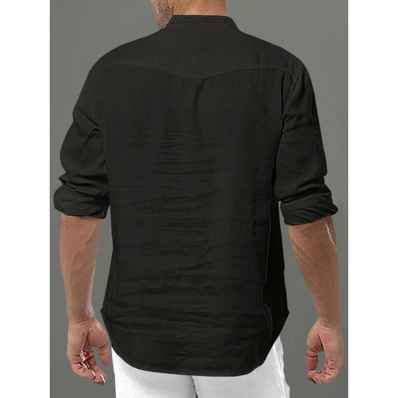 Royalscout Men's Cotton Polyester Blend Solid Regular Fit Full Sleeve Short Kurta Black