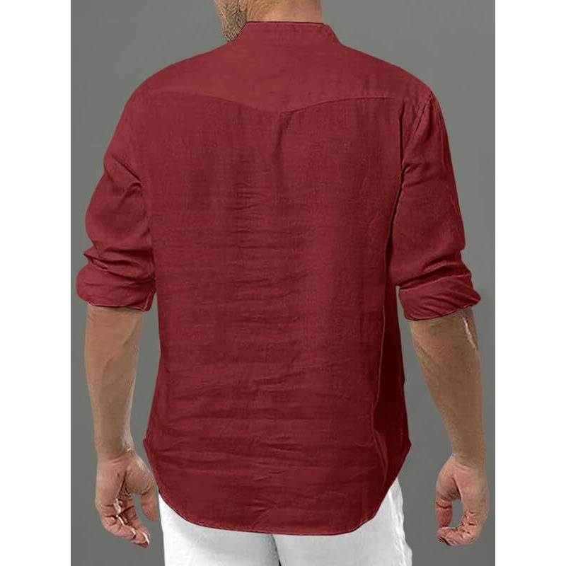 Royalscout Men's Cotton Polyester Blend Solid Regular Fit Full Sleeve Short Kurta Maroon