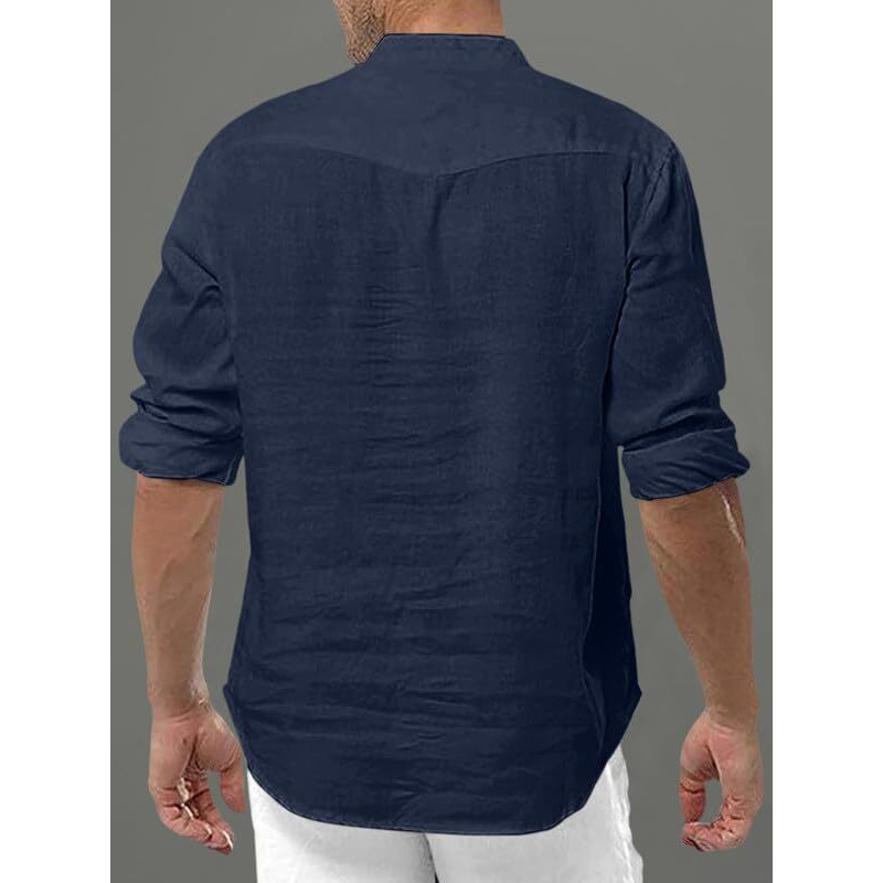 Royalscout Men's Cotton Polyester Blend Solid Regular Fit Full Sleeve Short Kurta Navy