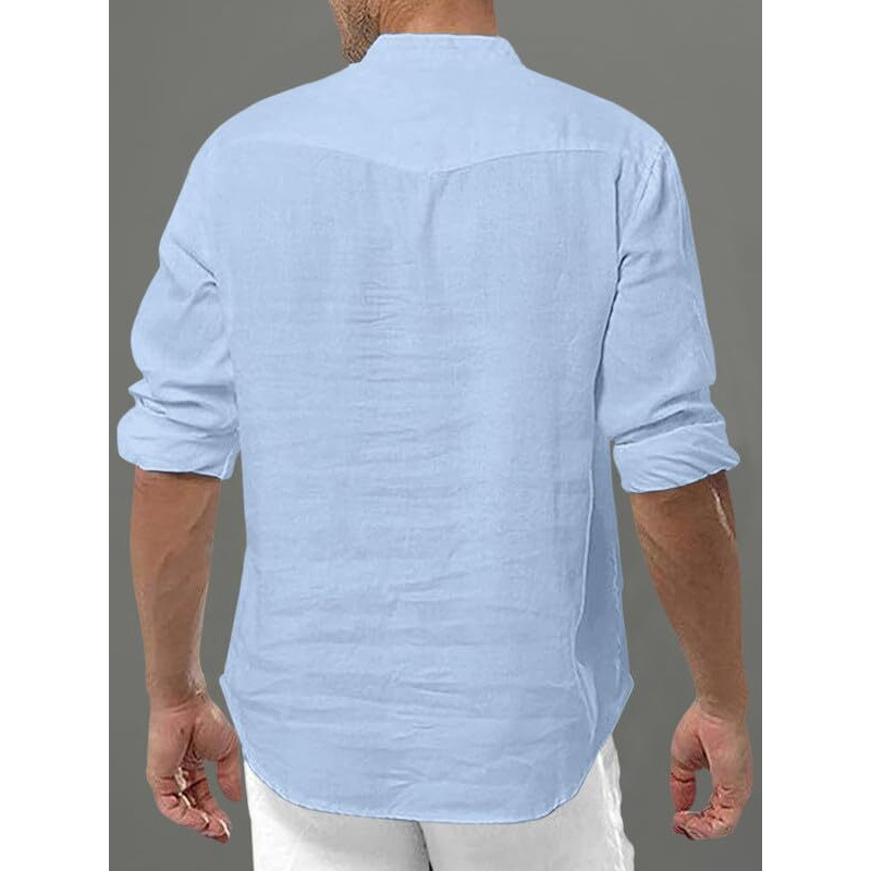 Royalscout Men's Cotton Polyester Blend Solid Regular Fit Full Sleeve Short Kurta Sky