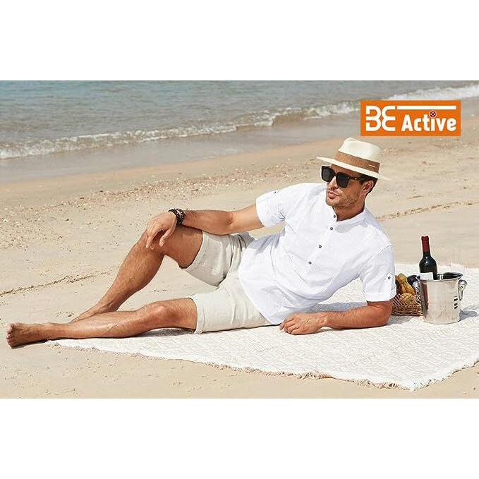 Be Active Men's Linen Blend Solid Regular Shirt (Cpl0149_White