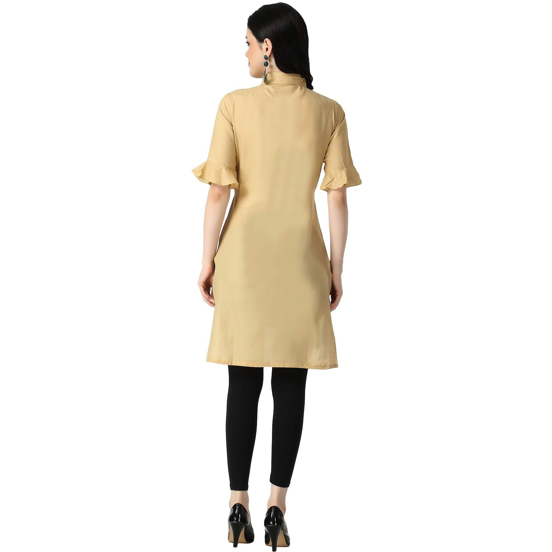 Dhruvi Trendz Womens Rayon Women Casual Kurti Regular Fit Straight (Dt-K2445_Beige_3Xl)