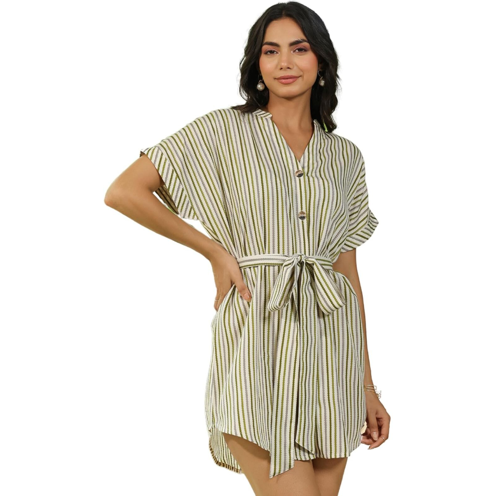Greciilooks Rayon Mid-Thigh Length One Piece Maxi Bodycon Dresses Midi Dress For Women (Gl-Wd1224_Green