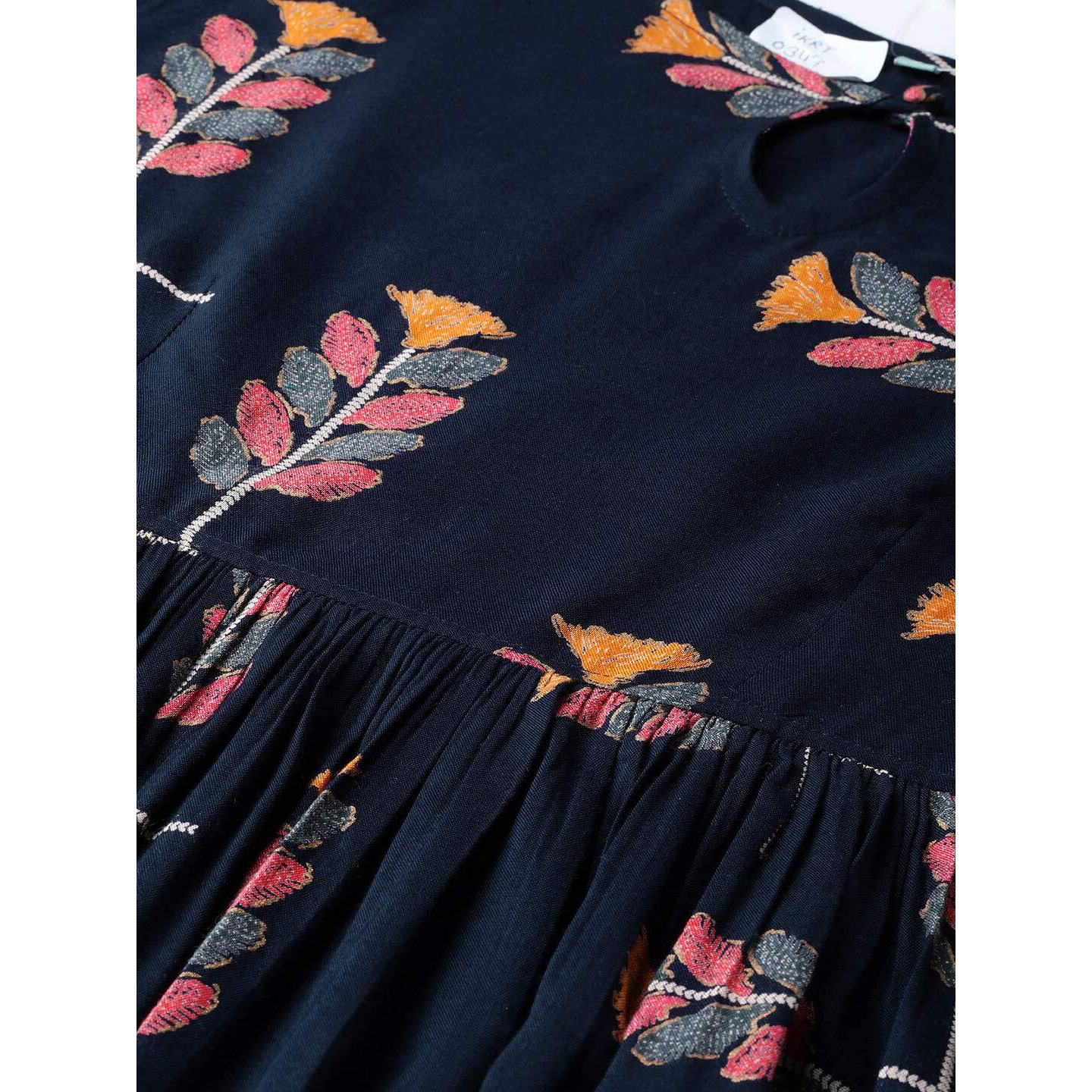 Idalia Navy Blue Printed Cold Shoulder Dress