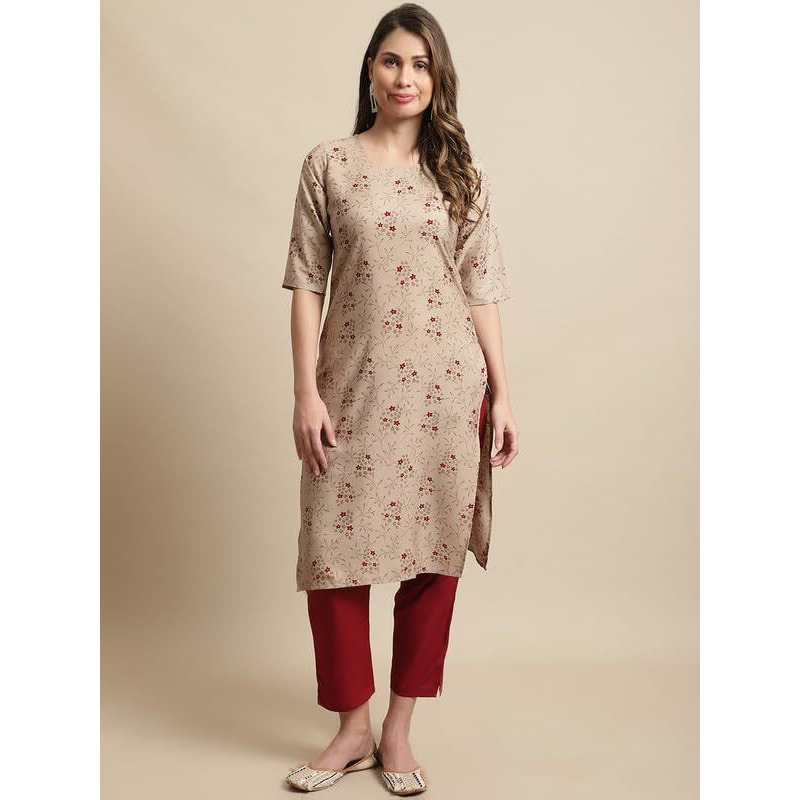 Pinkmint Kurta Set For Women Ll Printed Kurti & Pant Set Ll Combo Kurta Set Ll (Pack Of 2) Beige-White