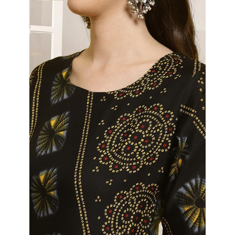 Pinkmint Kurta & Pant Set Ll Printed Kurti Ll Combo Kurta Set Ll (Pack Of 2) Black-Blue