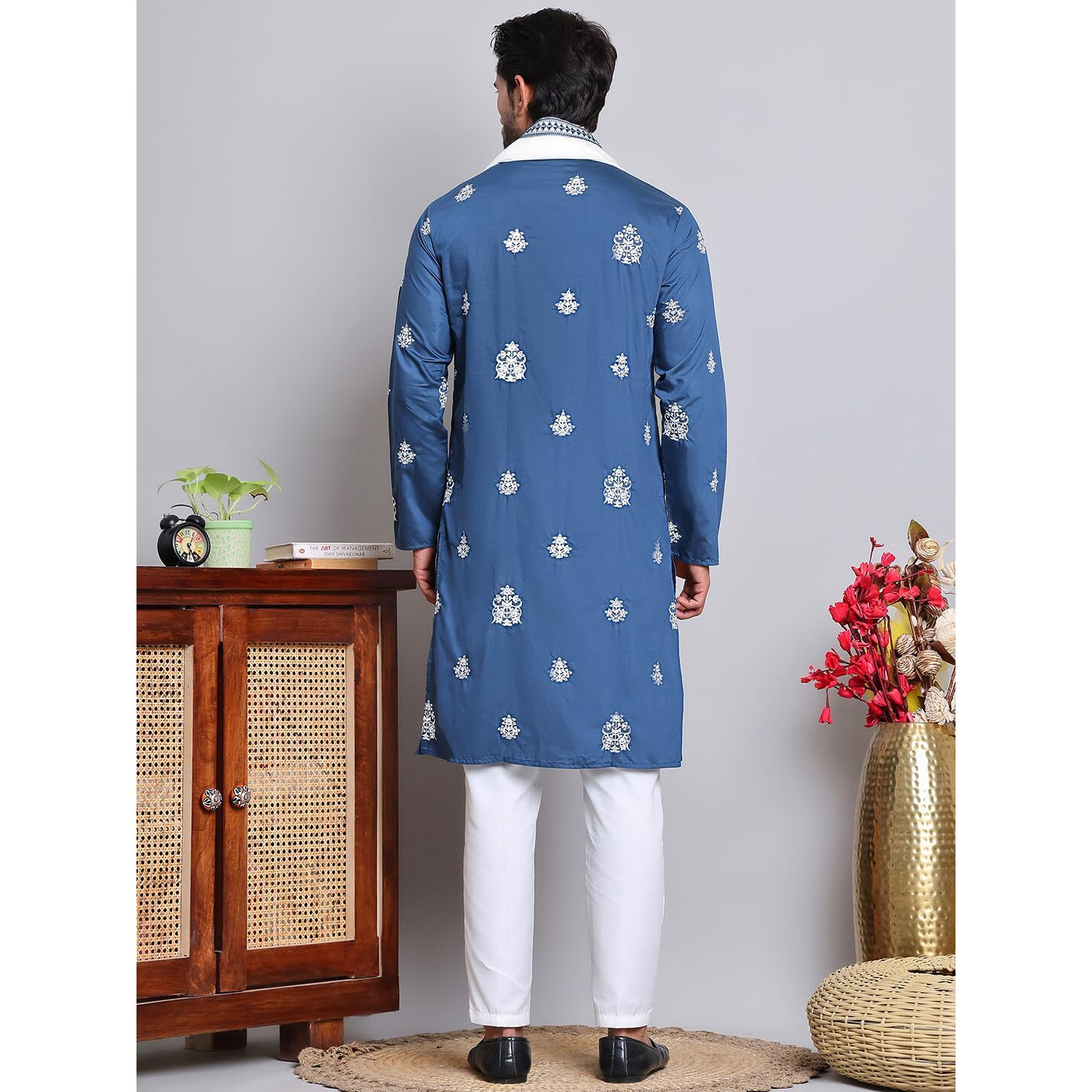 Jompers Teal Embroidered & Sequin Kurta Pyjama With Dupatta (Teal, M)