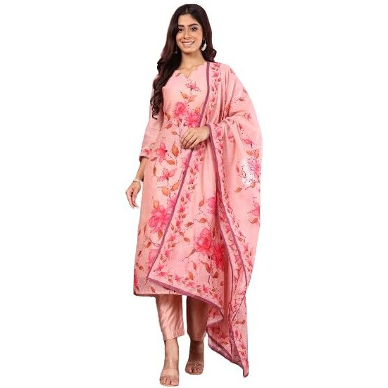 Varanga Women's Silk Kantha Hand Embroidered Kurta Set With Embroidered Dupatta
