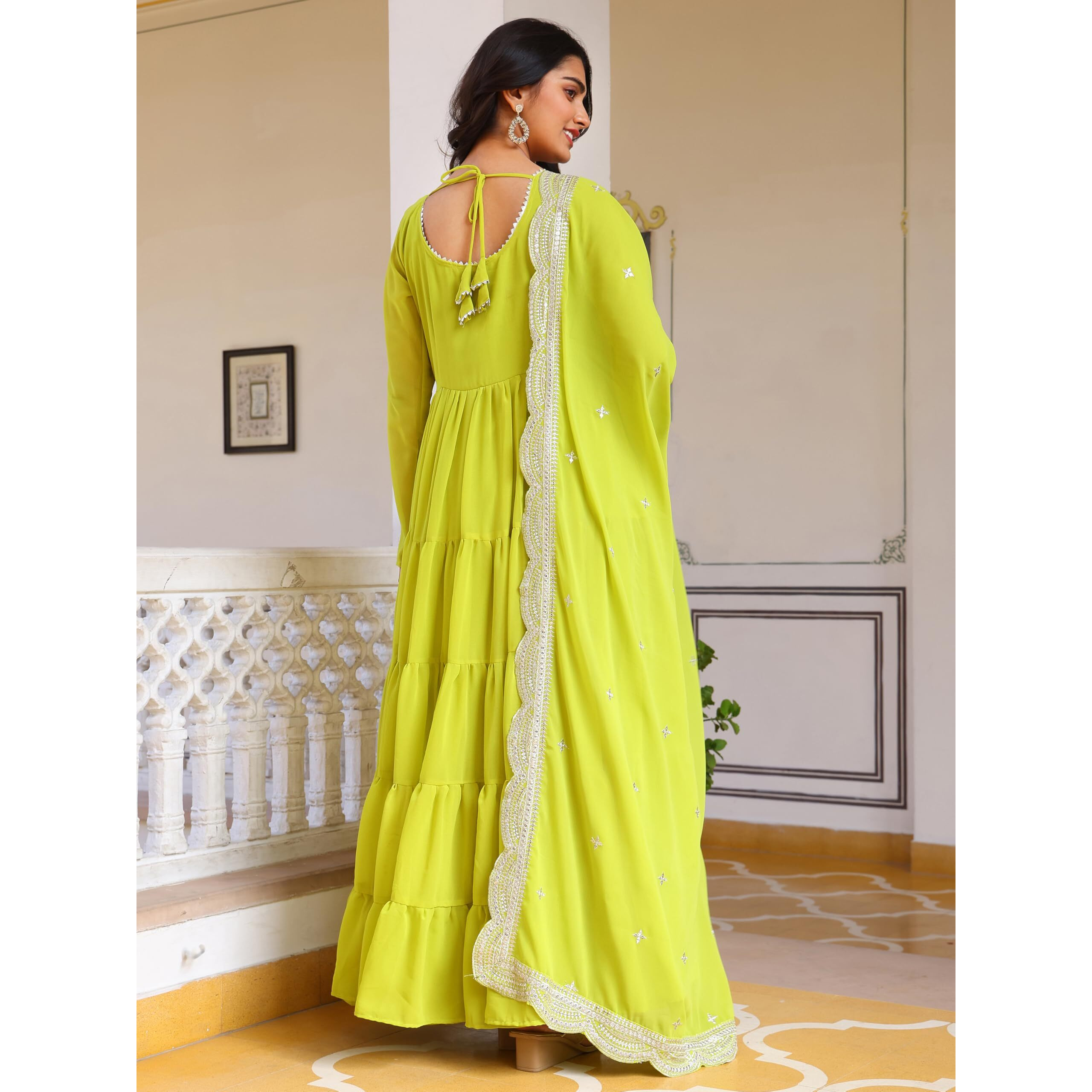 Fashion Basket Women's Georgette Solid Anarkali Dress