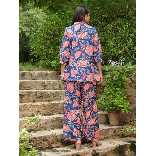 Leriya Fashion Co Ord Set For Women | Summer Co Ord Set For Women | Formal Co Ord Set For Women | Women Co Ord Set (X-Large, Blue)