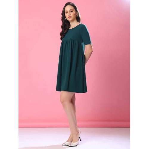 Purvaja Womens Fit & Flare Mini Dress (Bely-082_Green_X-Large)