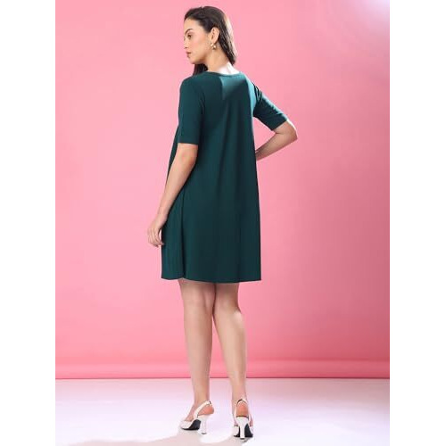 Purvaja Womens Fit & Flare Mini Dress (Bely-082_Green_X-Large)