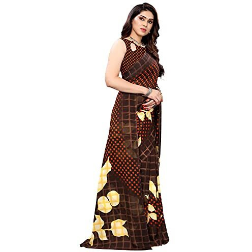 Satrani Women's Polyester Saree (2178St706_Brown)