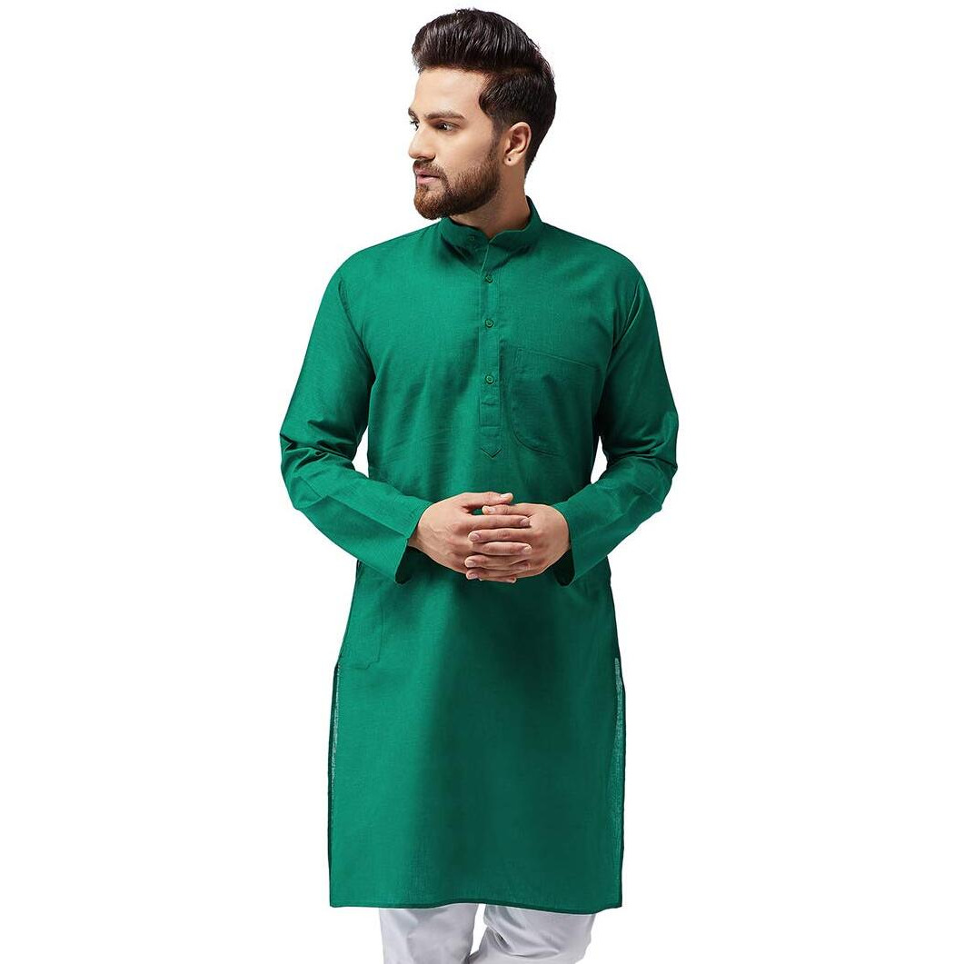 Sojanya (Since 1958 Men's Green Cotton Only Long Kurta Size Xl