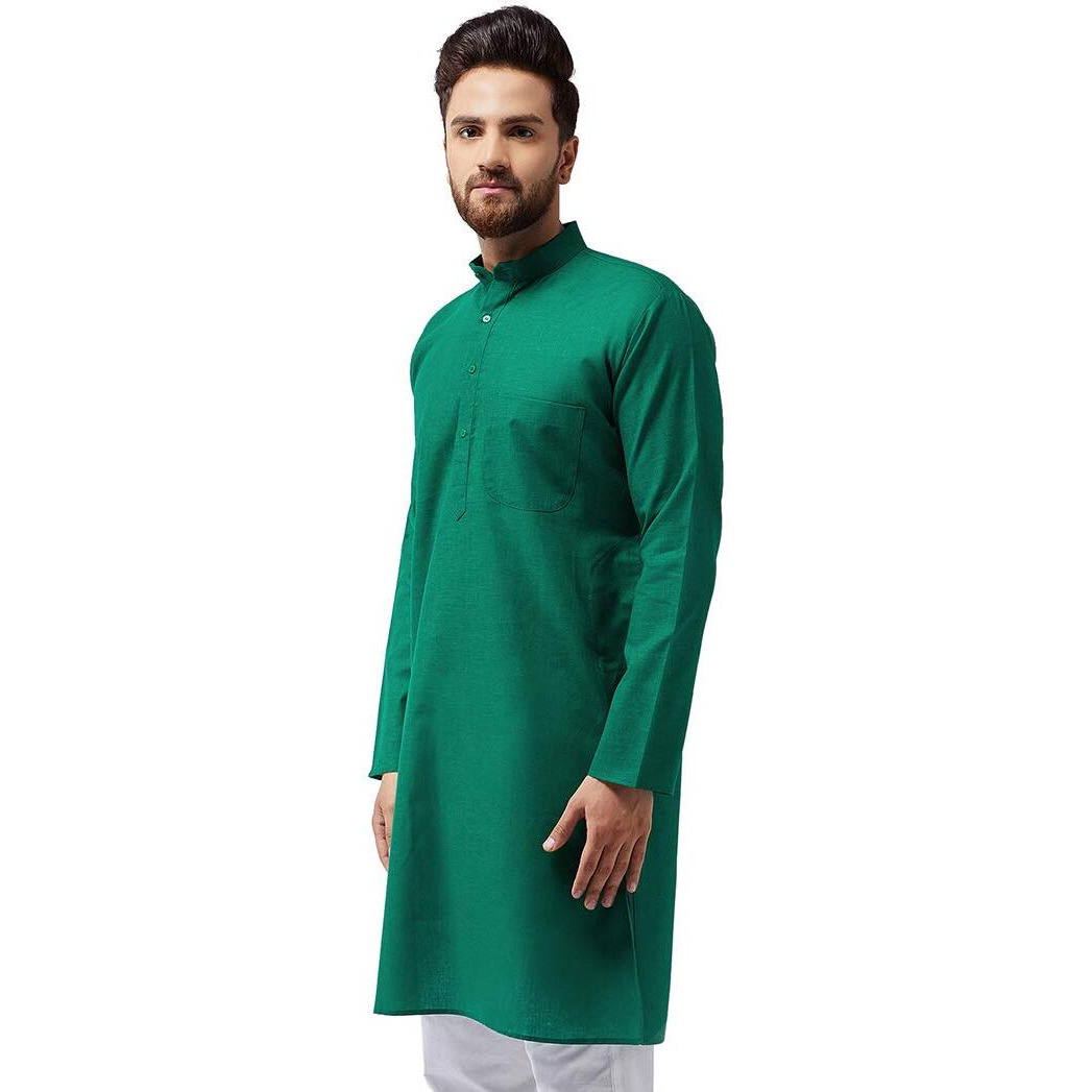 Sojanya (Since 1958 Men's Green Cotton Only Long Kurta Size Xl