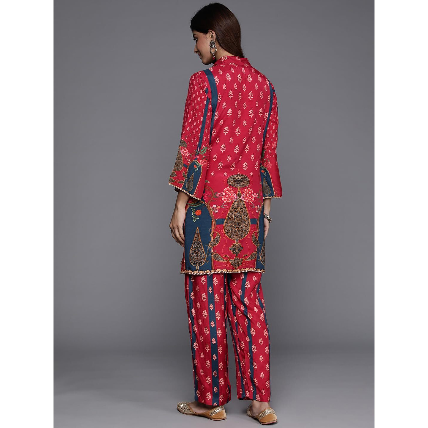 Varanga Women Multicolor Printed Shirt Collar Embellished Co-Ord-Set
