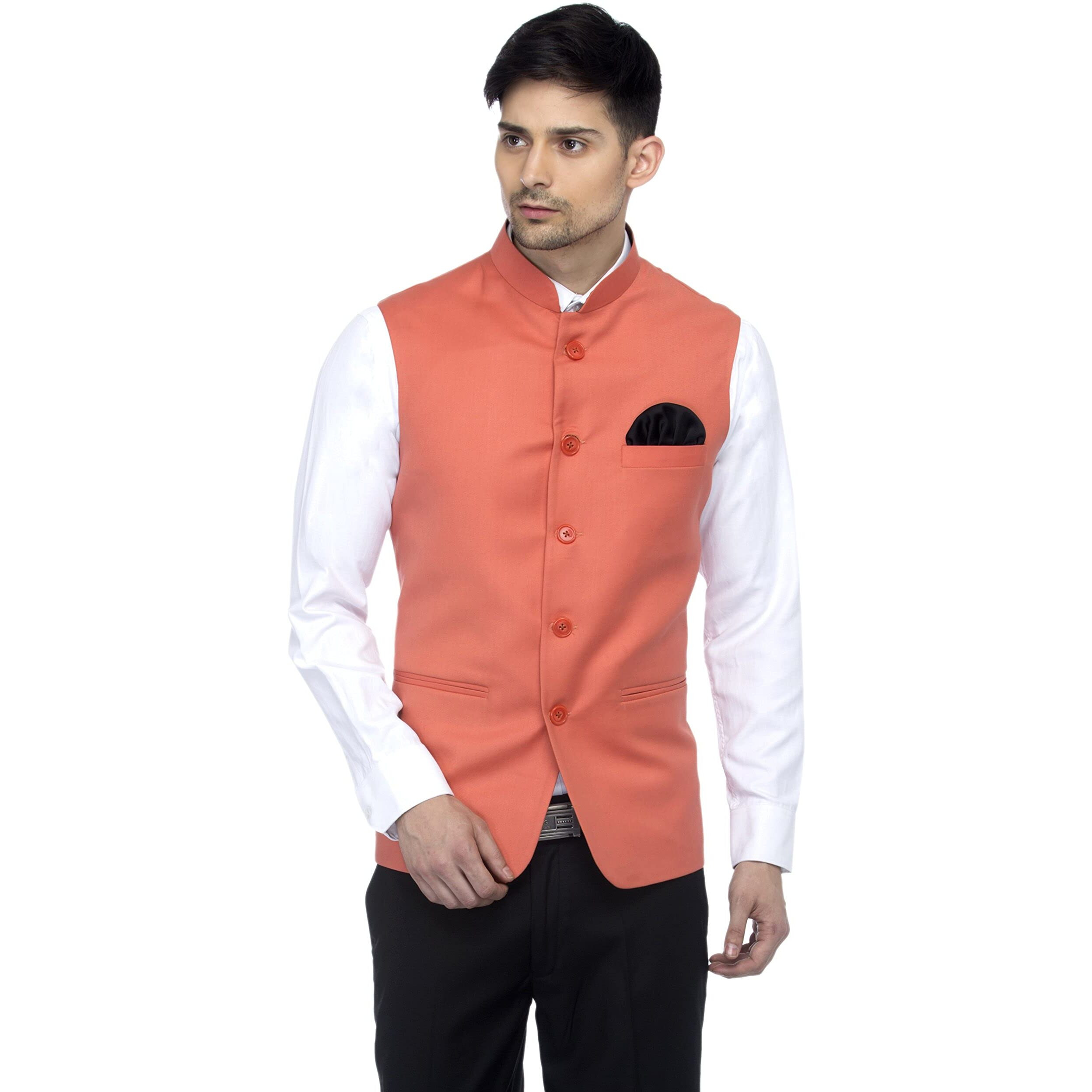 Favoroski Men's Slim Fit Nehru Jacket Ethnic Bandhgala Waistcoat (New_Favjc161132) (40)