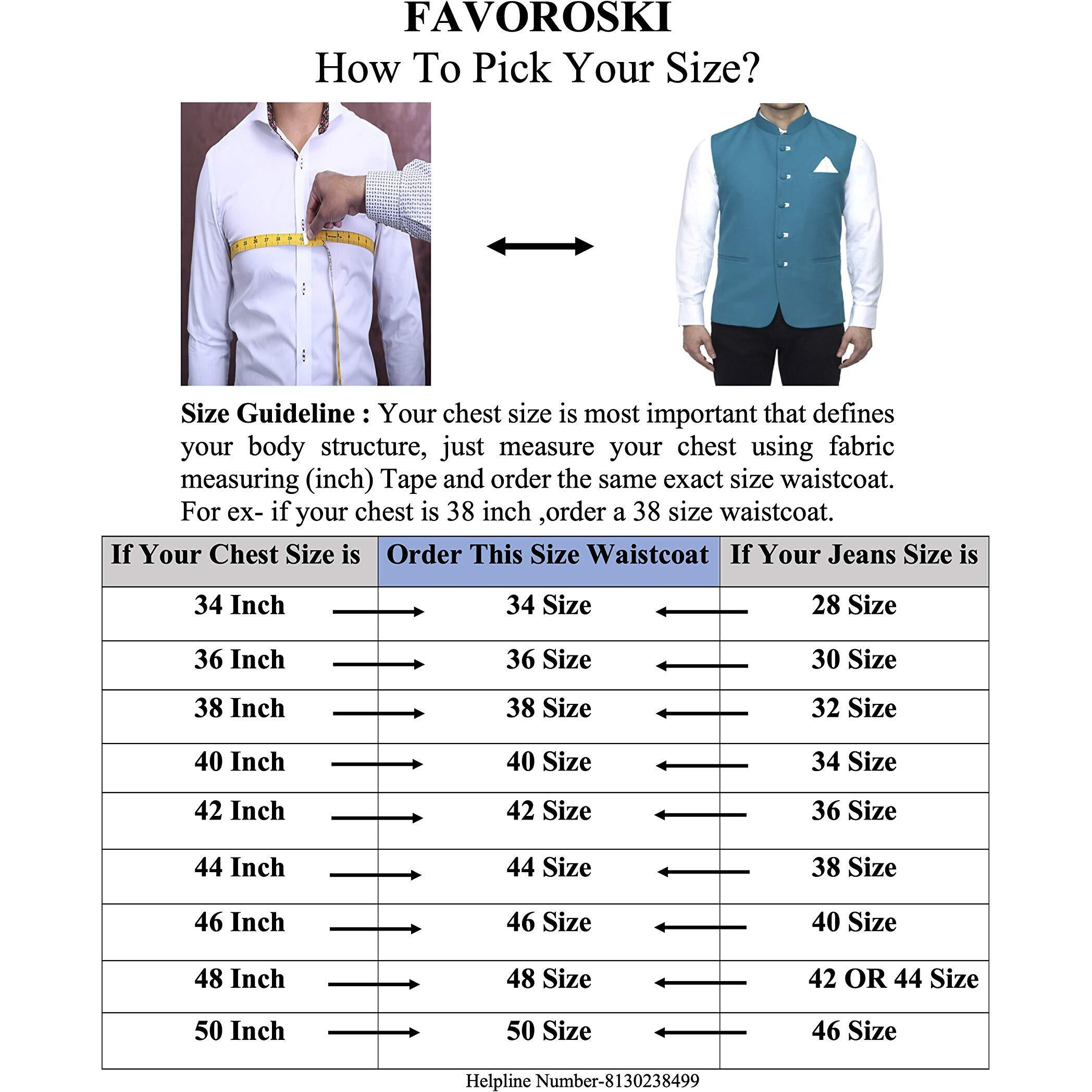 Favoroski Men's Slim Fit Nehru Jacket Ethnic Bandhgala Waistcoat (New_Favjc161132) (40)