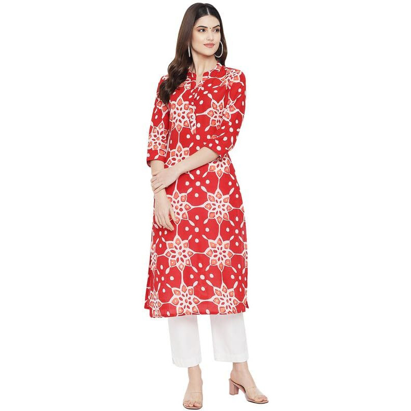 Pinkmint Women Cotton Kurti Ll Stright Printed Collared V Neck Kurta Ll Stylish Regular Fit Kurti's (Pack Of 01)