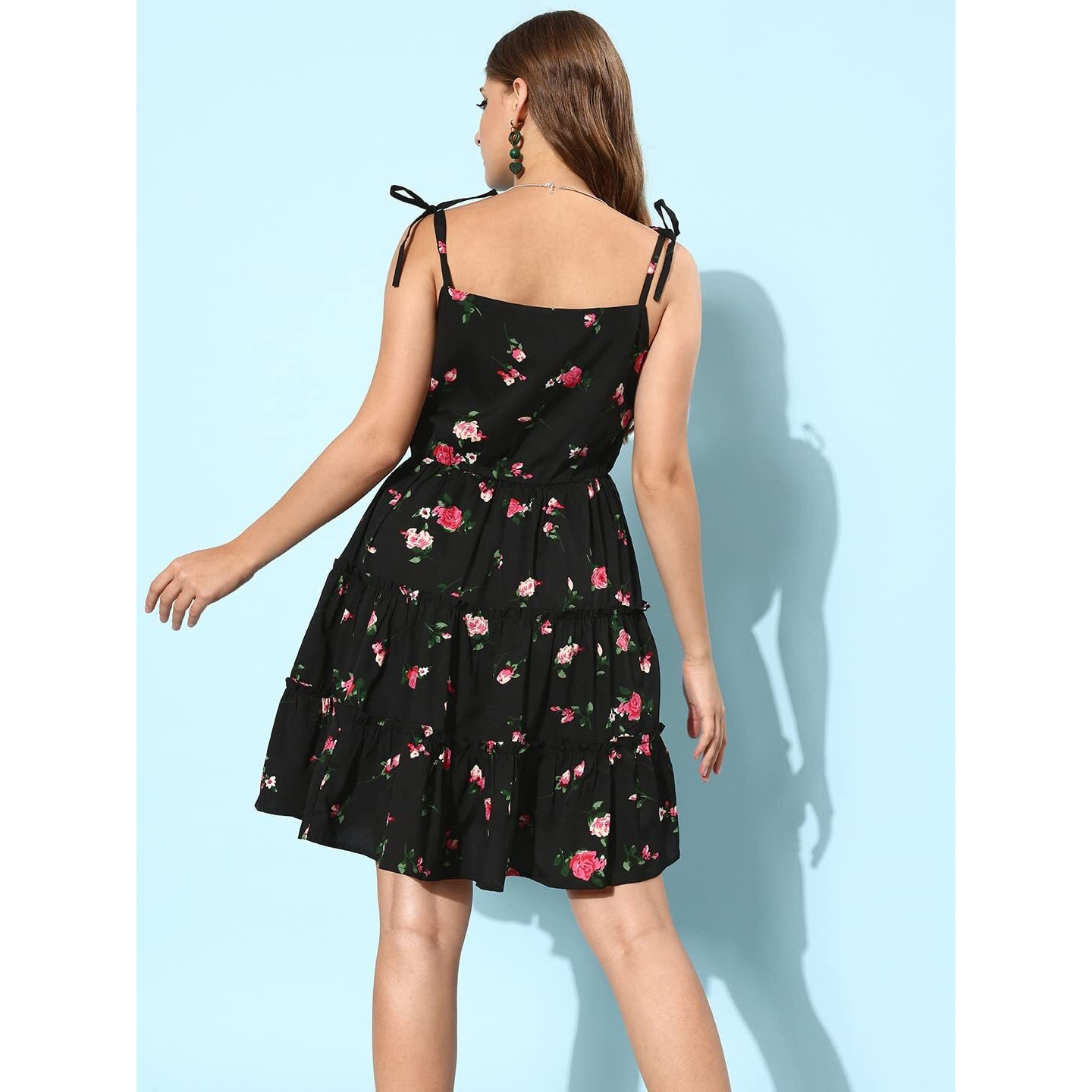 Rare Women Casual Black Colour Above Knee Floral Dress