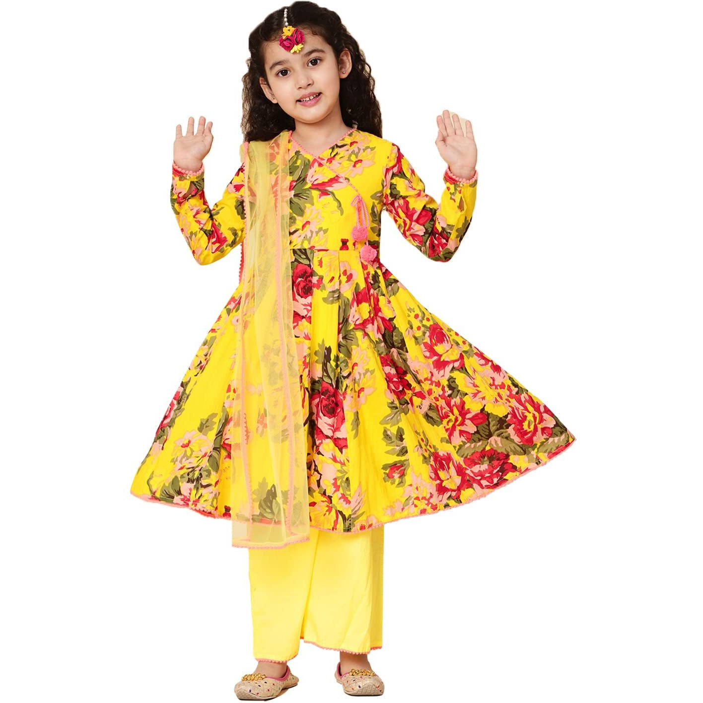 A.T.U.N. (All Things Uber Nice) A.T.U.N. Girls Floral Printed Anarkali Palazzo Set