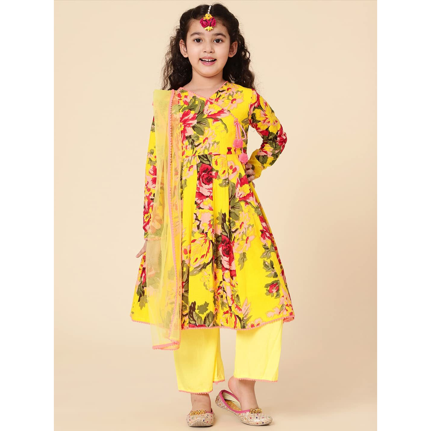 A.T.U.N. (All Things Uber Nice) A.T.U.N. Girls Floral Printed Anarkali Palazzo Set