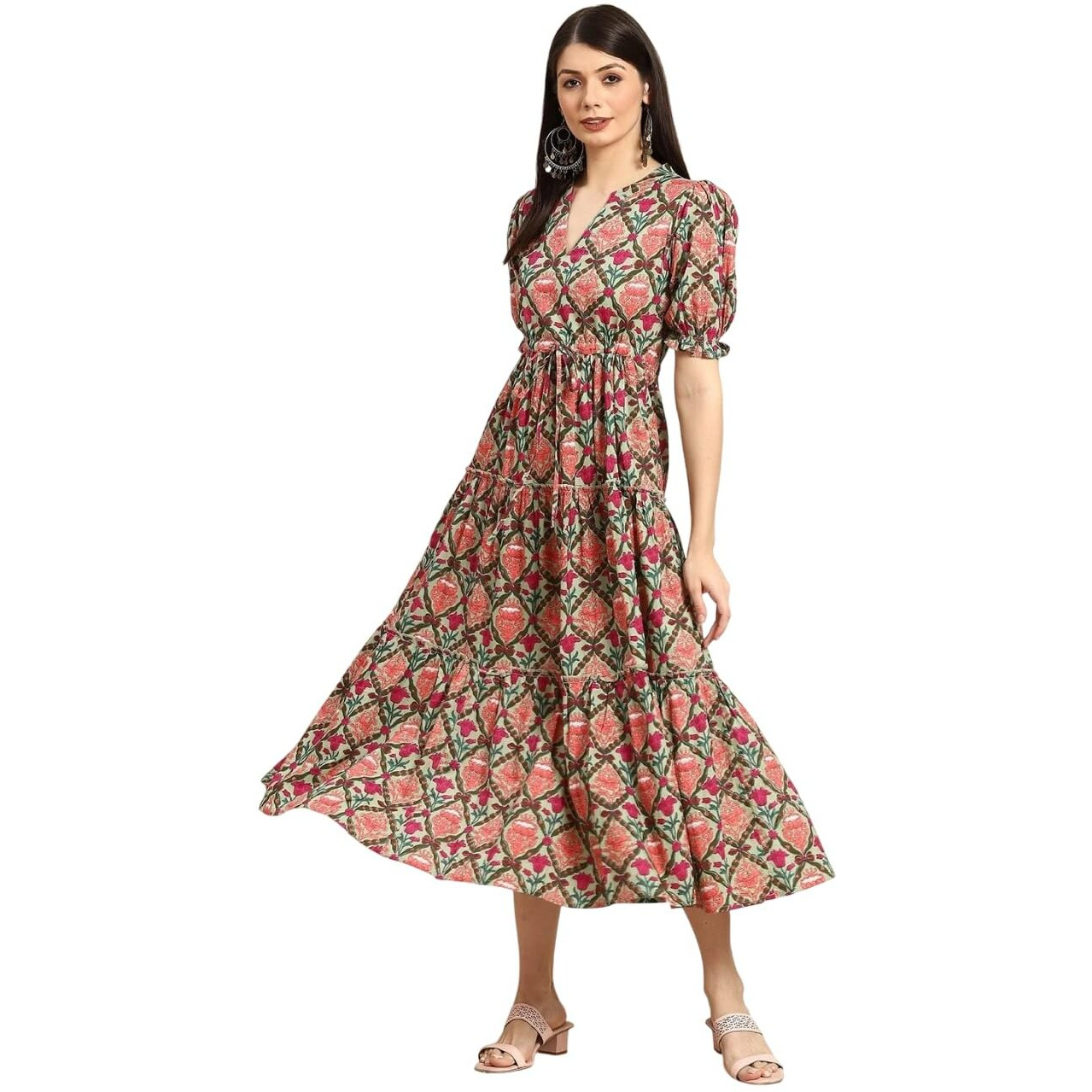 Litzo Stylish Maxi Dress For Women | One Piece Long Dress For Women (L-93-S) Multicolour