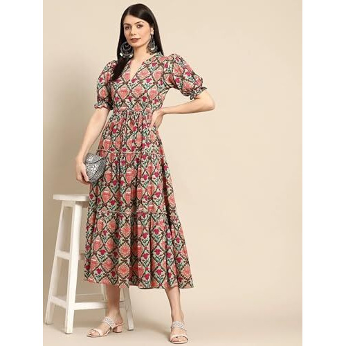 Litzo Stylish Maxi Dress For Women | One Piece Long Dress For Women (L-93-S) Multicolour