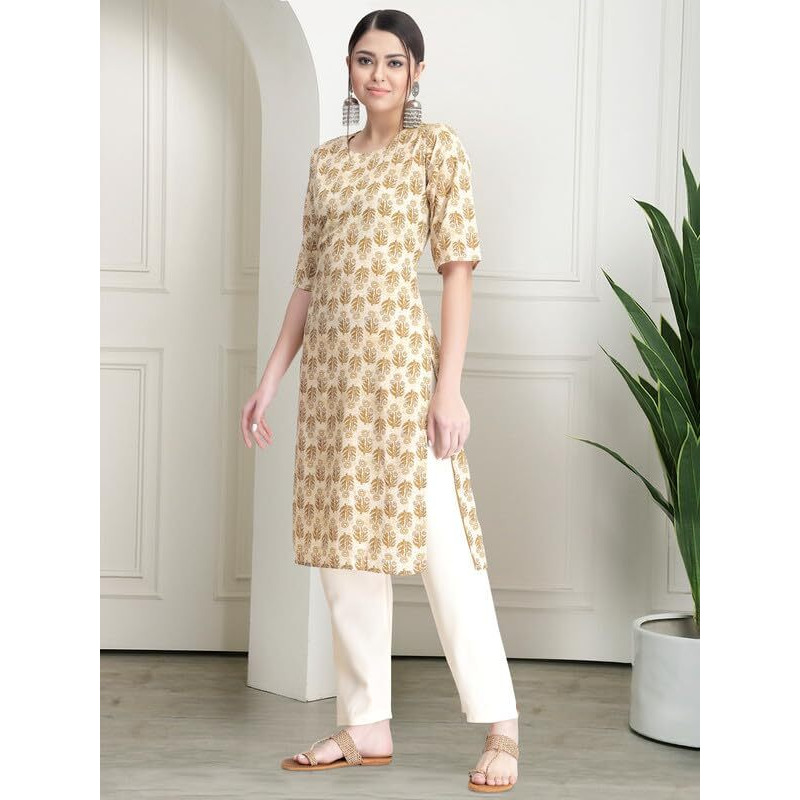 Pinkmint Women's Crepe Printed Kurta Pant Straight Kurta Set For Women(Pack Of 3)