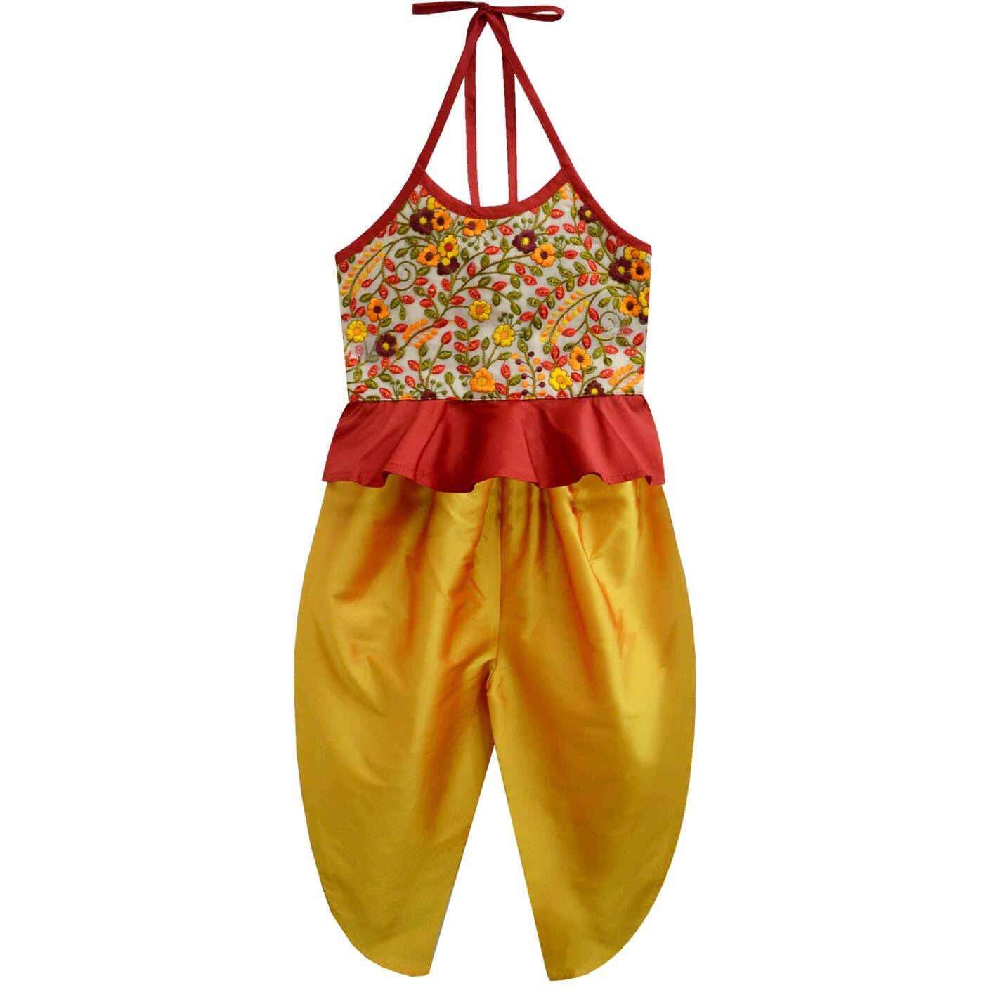 A.T.U.N. Baby Girl's Synthetic Ethnicwear (Gkls Akg Mra_Maroon-Amber_1-2 Years)