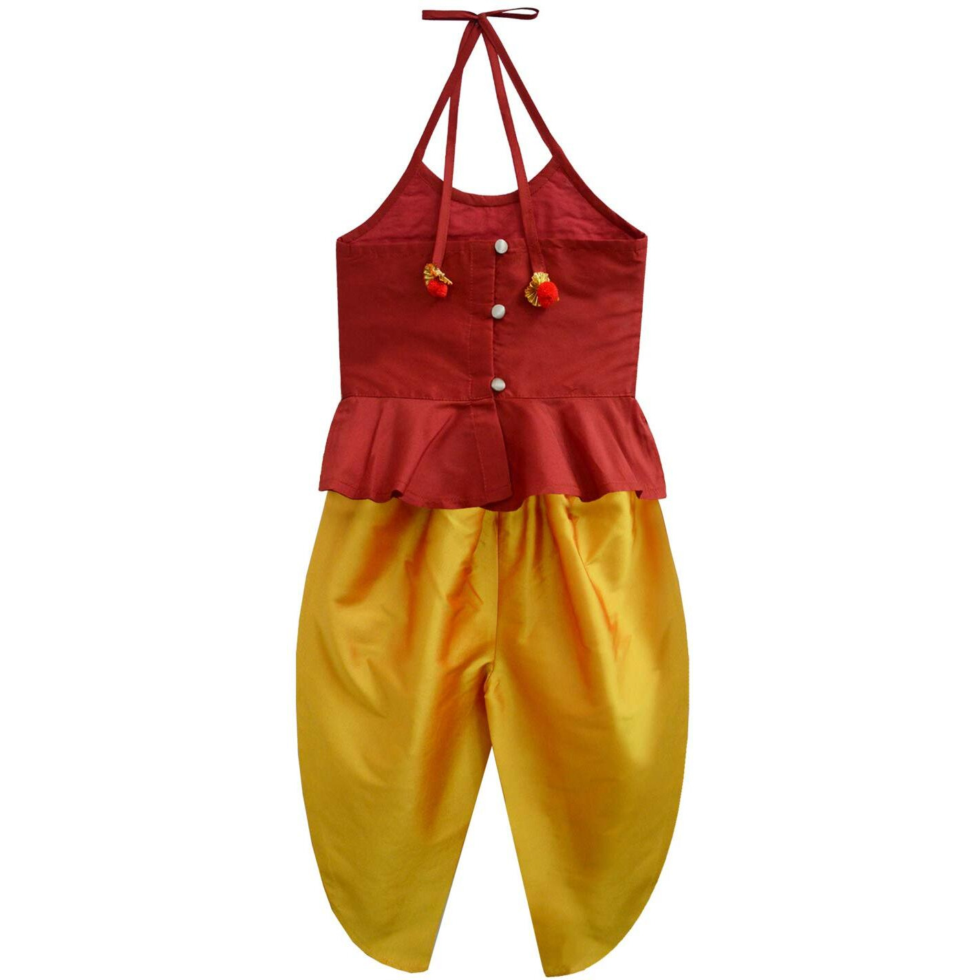 A.T.U.N. Baby Girl's Synthetic Ethnicwear (Gkls Akg Mra_Maroon-Amber_1-2 Years)