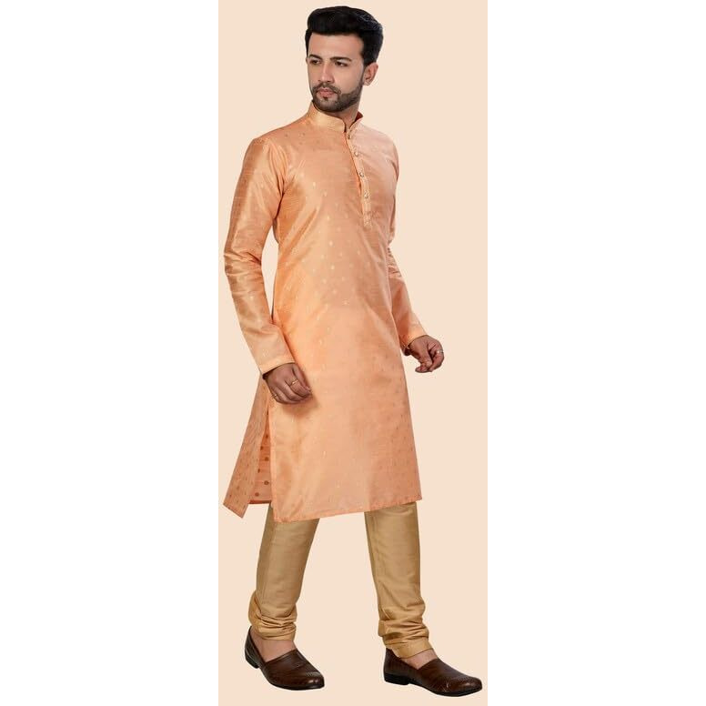 Be Active Men's Silk Ethnic Designer Knee Length Kurta And Pyjama Set