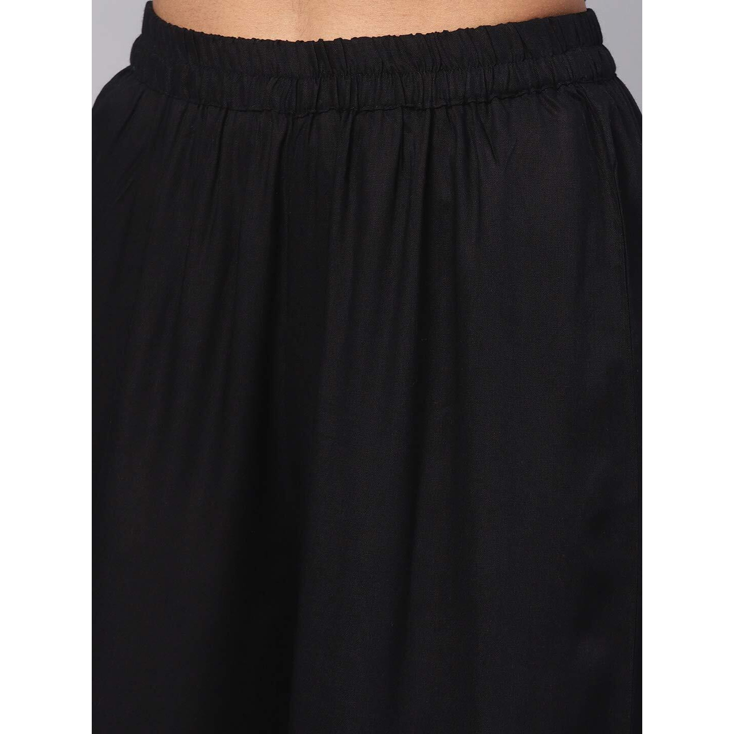Idalia Embroidered Black Kurta With Palazzo Pants
