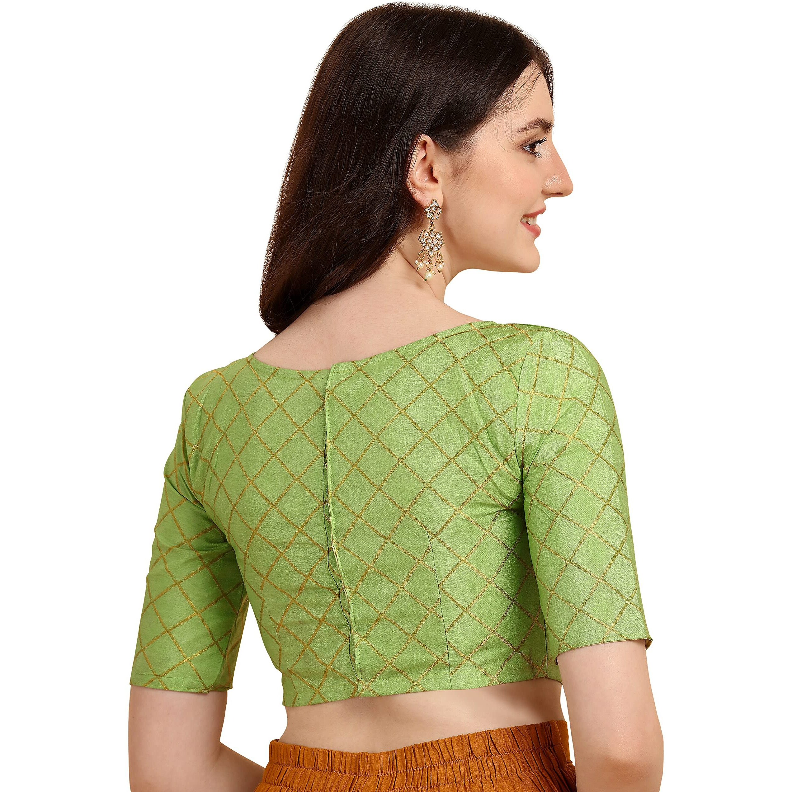 Oomph Jacquard Green Readymade Blouse For Women - Rbbl66S