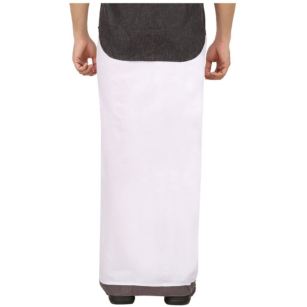 Prakasam Cotton Men's Cotton Dhoti (Dark Brown)