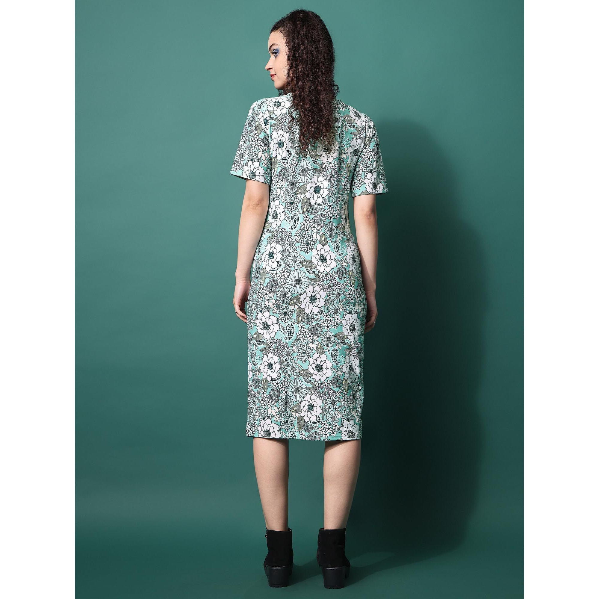 Purvaja Womens Bodycon Knee Length Dress (Wini-033-Peony_Green_Small)