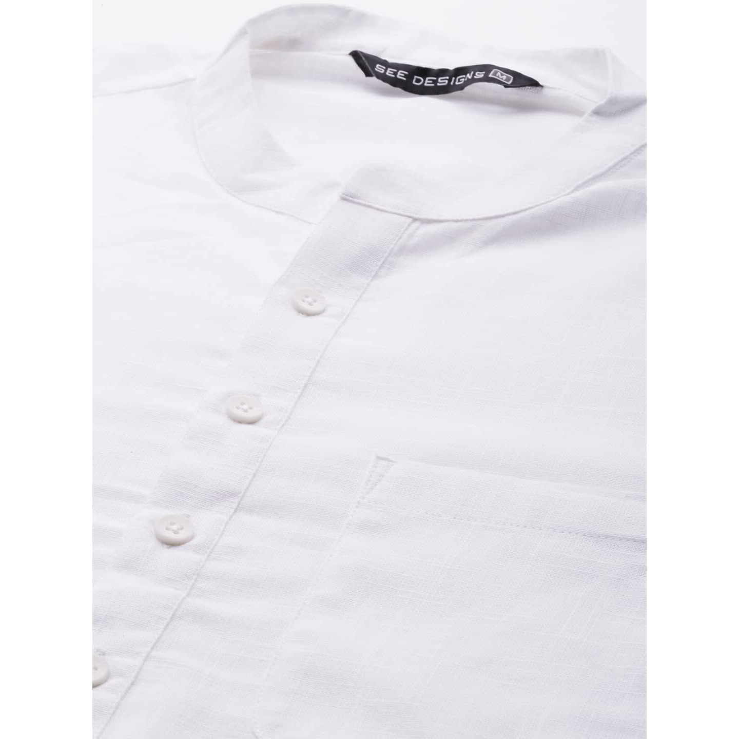 See Designs Men Cream Cotton Straight Kurta With Slub Effect With Pyjama - Sdkt100901M (M)