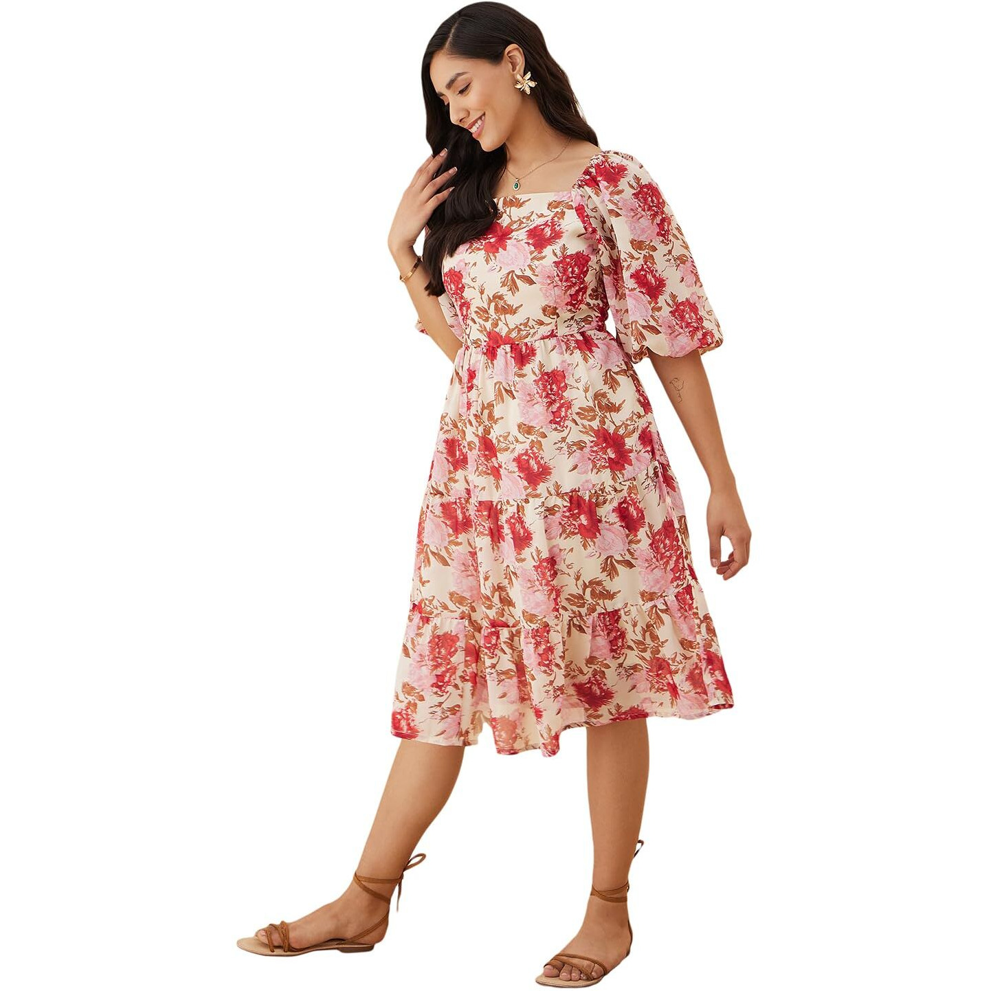 Rare Women's Regular Fit Dress (Ep7532D_Pink L)