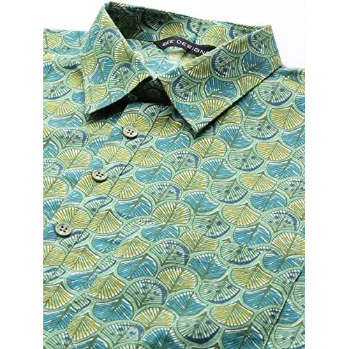 See Designs Men Green Regular Pure Cotton Pathani Printed Men's Kurta_Sdpkt1143L