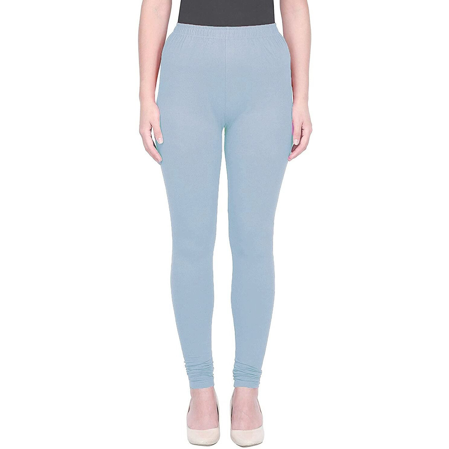 Shasmi Women's Stretch Leggings Chudidar S Grey 107_Blueish Light M