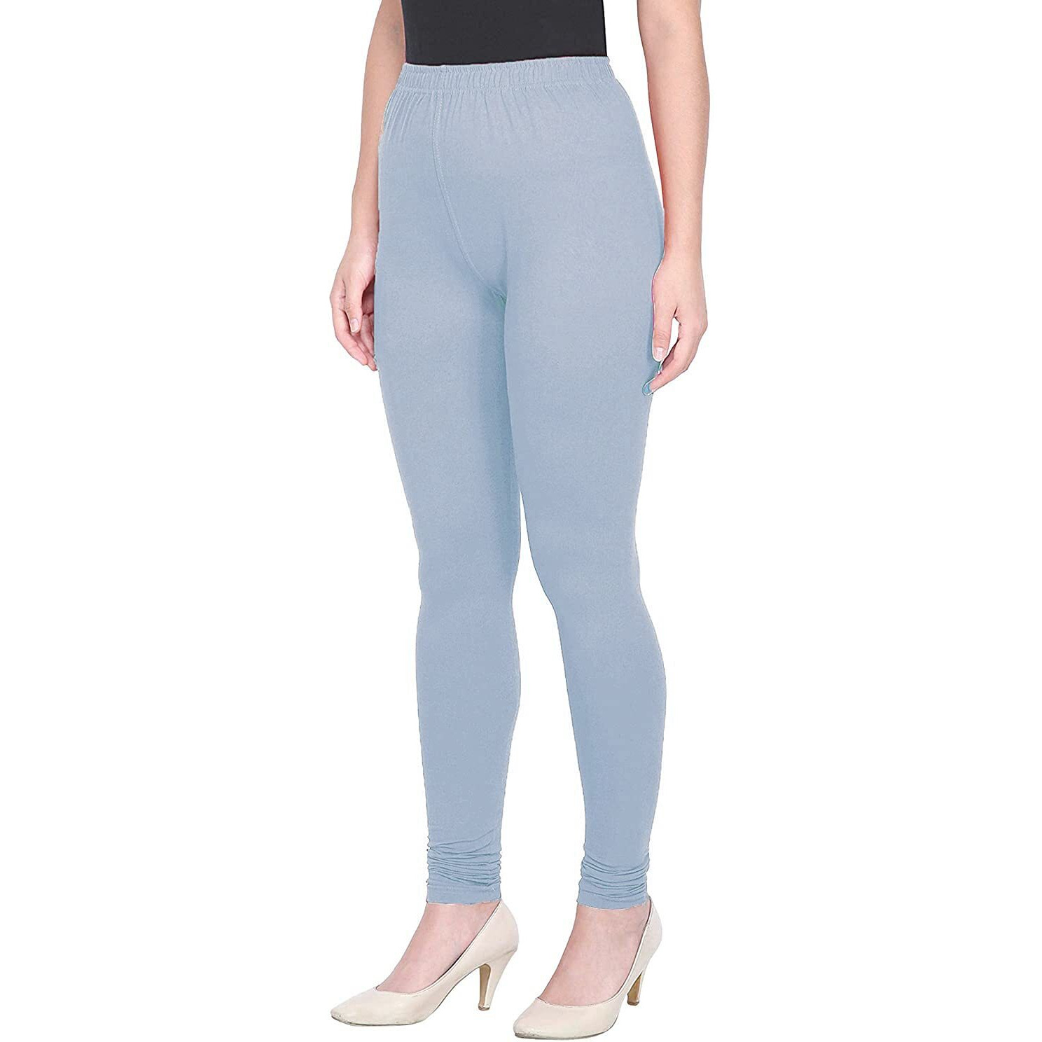 Shasmi Women's Stretch Leggings Chudidar S Grey 107_Blueish Light M