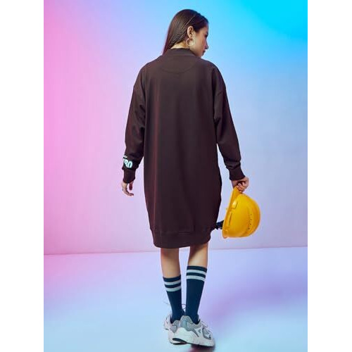 Bewakoof Heavy Duty 1.0 Official Disney Merchandise Women's Graphic Print Oversized Fit Dress_614100_Brown_Xl