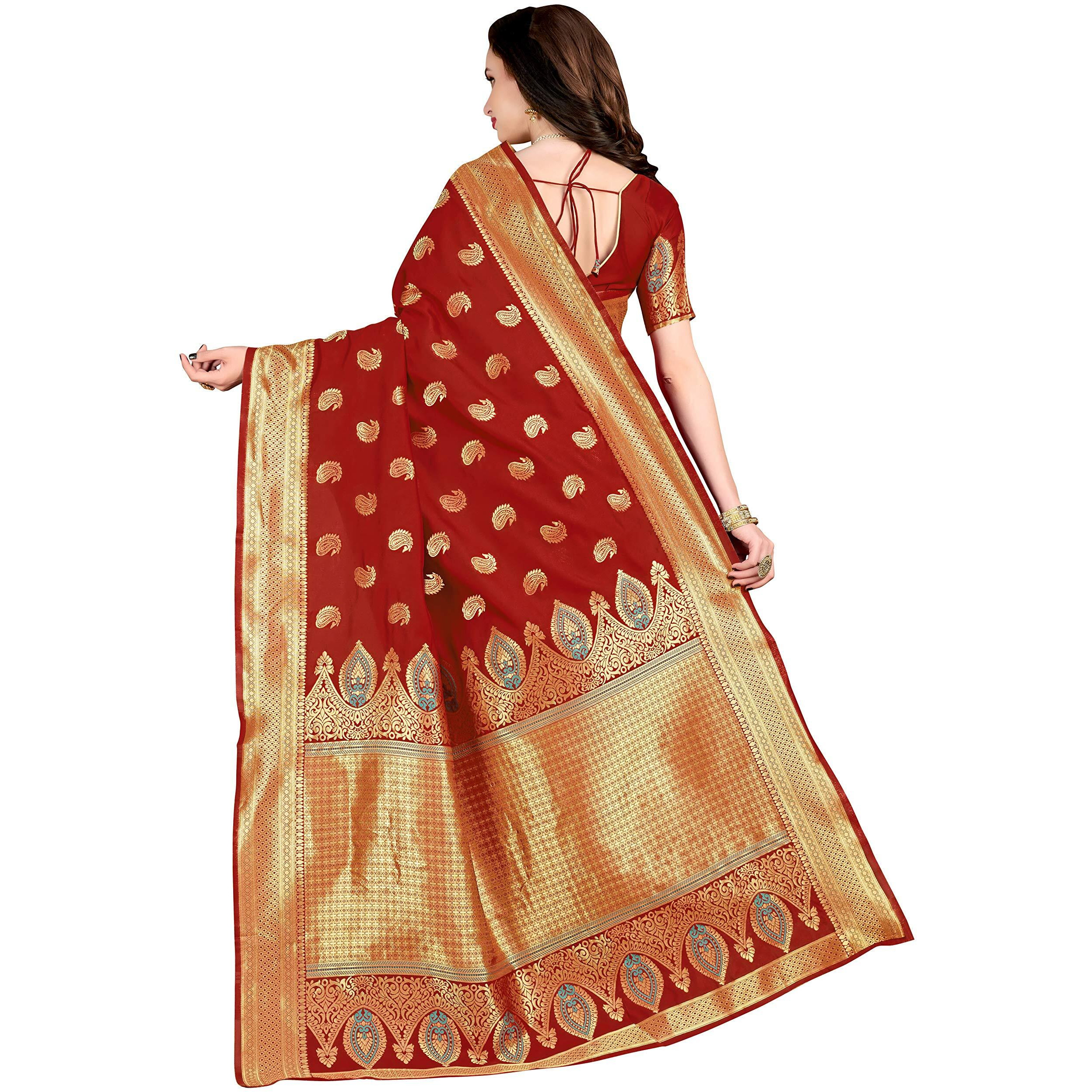 Glory Sarees Women's Banarasi Silk Saree (W_Silk105Maroon_Maroon)