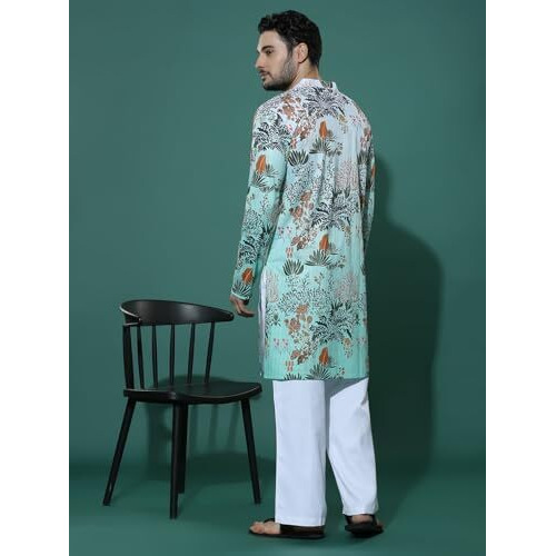 Greciilooks Men's Cotton Solid Regular Fit Kurta Set (Gl-M154&Mp105_Pistachio Green_M)