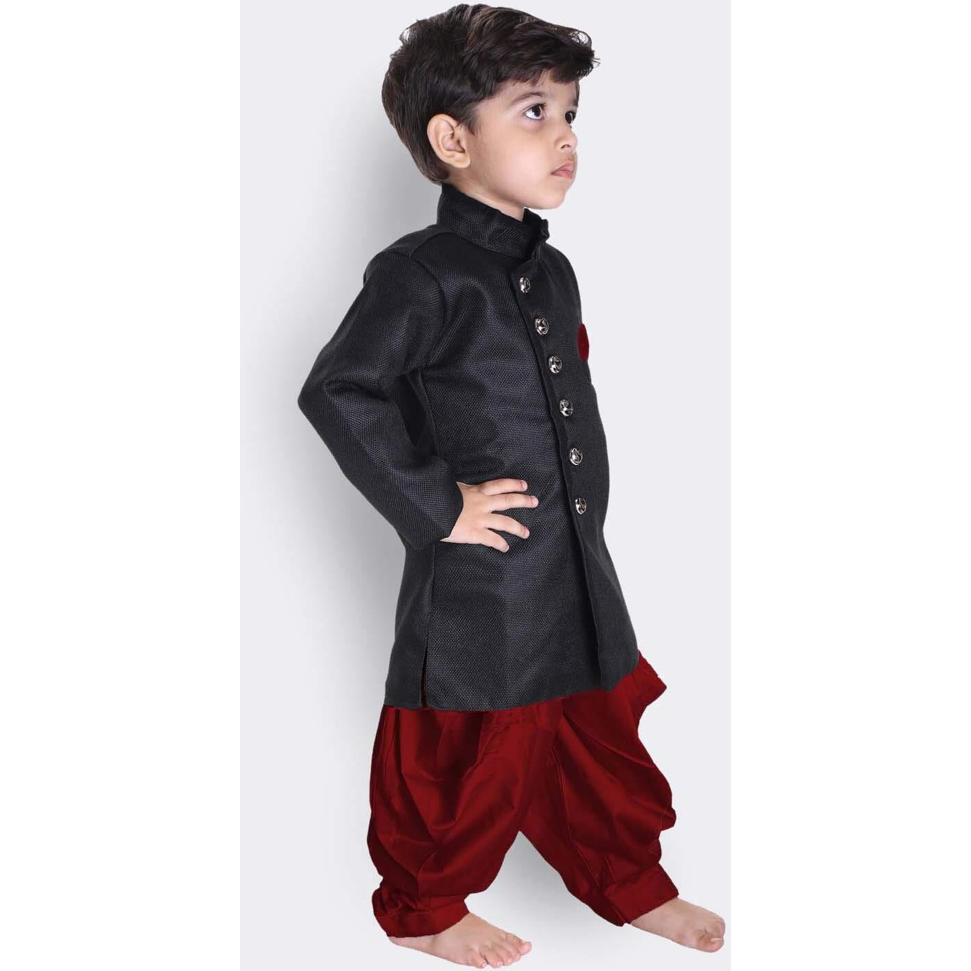 Jbn Creation Boys Cotton Blend Black Sherwani And Dhoti Set - Elegance Redefined For Kids_Vasbsw120Ma_26
