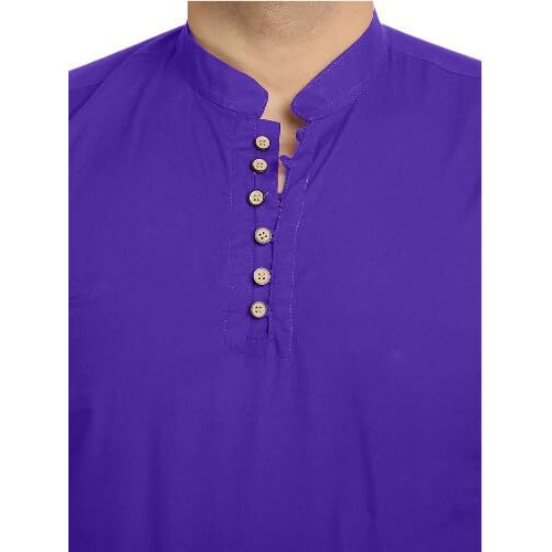 Lookmark Men's Pure Cotton Solid Color Short Kurta Suitable For All Indian Wedding, Occasions, And Festivals (Az-Lm-Og-Kurta 08 Royal Blue-Xl)